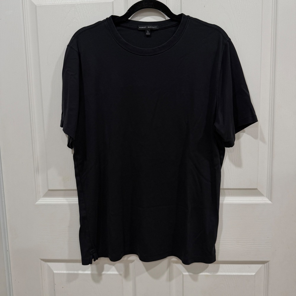 Robert Barakett The Barakett Tee Black Pima Cotton Crewneck Shirt Size L 23336